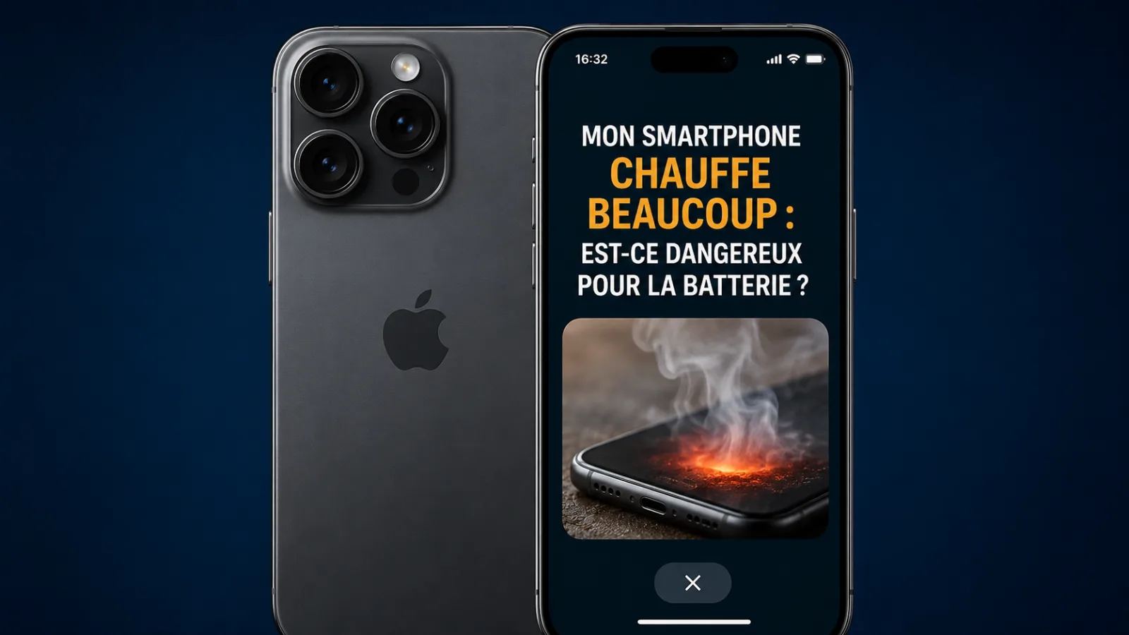 Smartphone surchauffant avec une batterie en danger