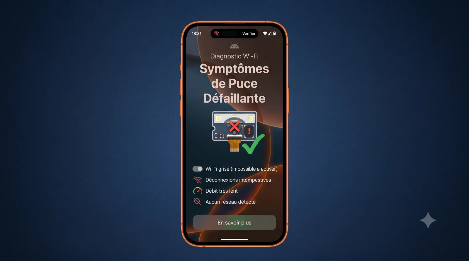 Smartphone Android avec problème de connexion Wi-Fi